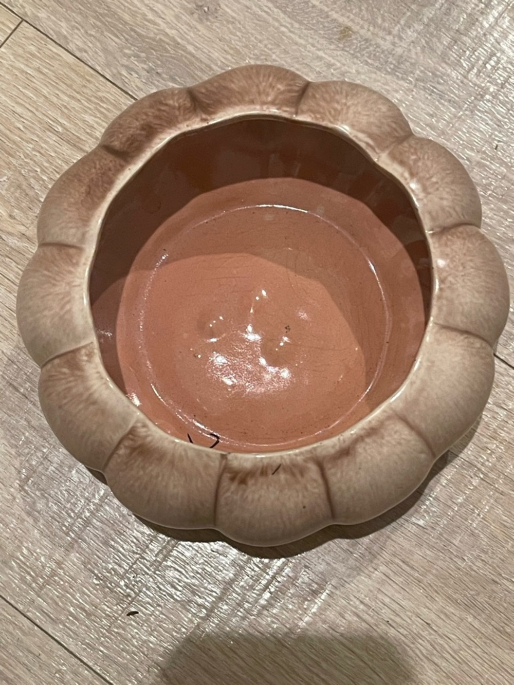 Vintage Gonder E12 Pinkish MAUVE “fluted Gourd”  Planter Pot Near Mint Cond